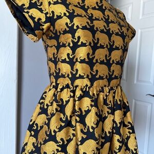 J. Crew Girls Formal Dress in Black and Gold Elephant pattern